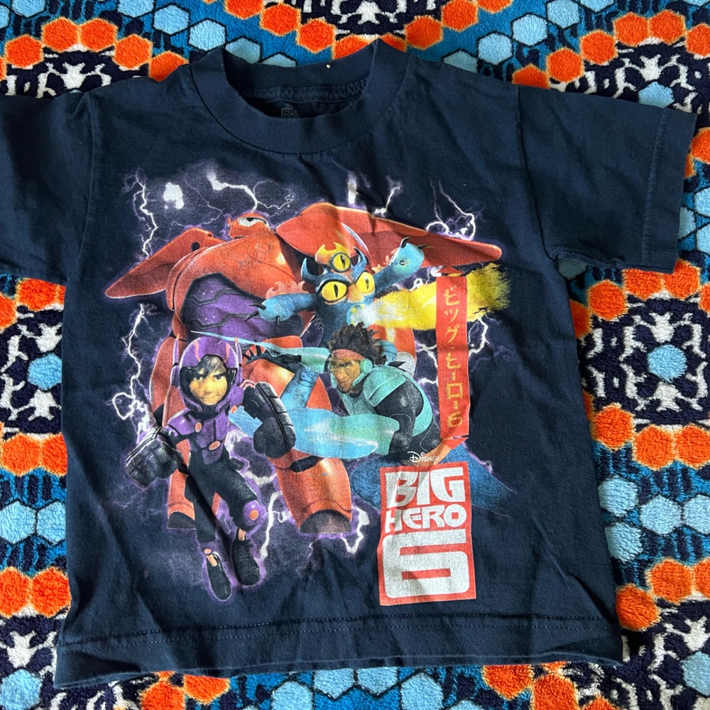 Disney Boys Big Hero 6 Navy Blue Cotton tee RARE